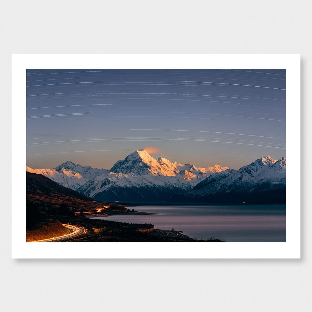 Aoraki Moonrise Star Trails Photographic Print by Mike Mackinven