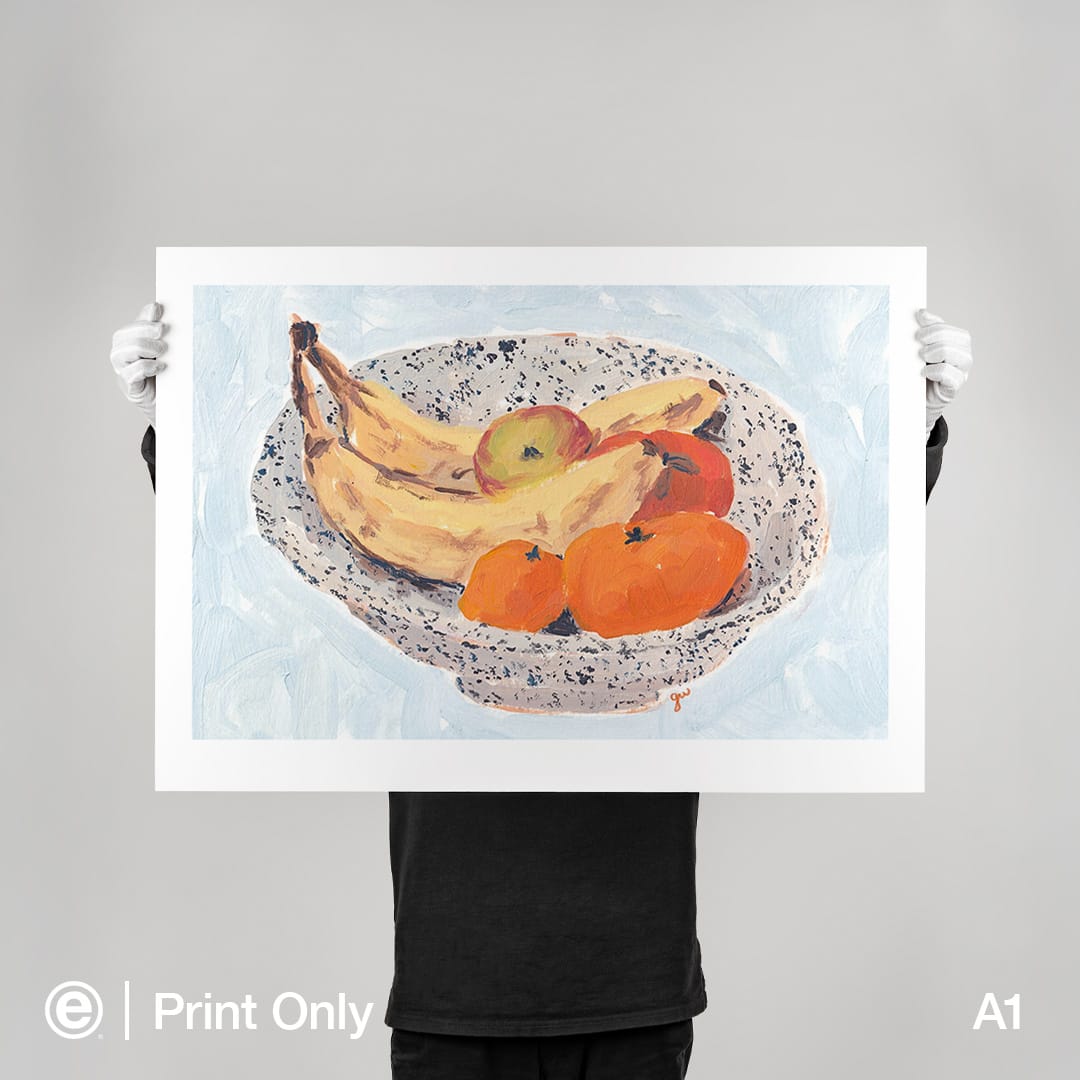 Baby Blue Fruit Bowl Art Print by Grace Wilkinson