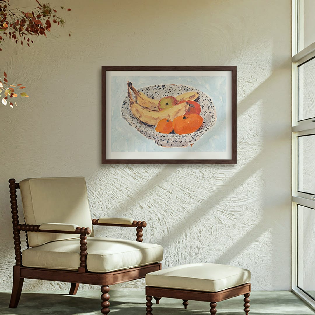 Baby Blue Fruit Bowl Art Print by Grace Wilkinson