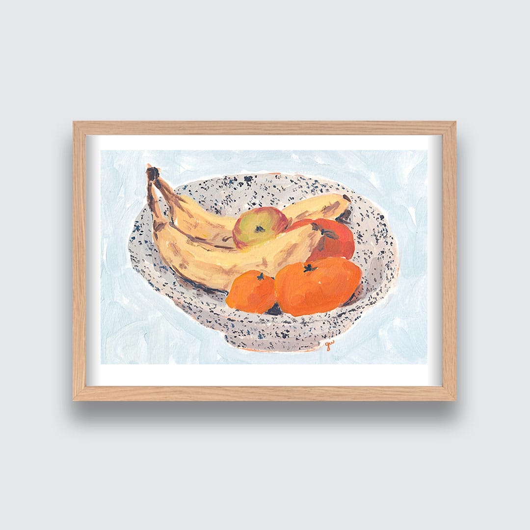 Baby Blue Fruit Bowl Art Print by Grace Wilkinson