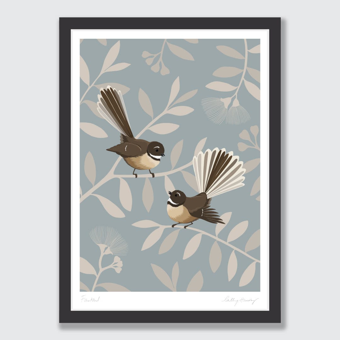 Fantail Pair - Piwakawaka Art Print by Cathy Hansby