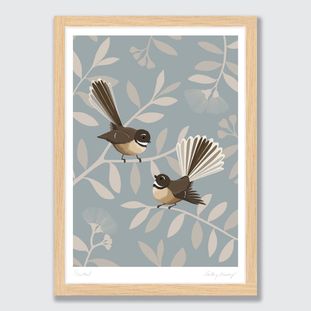 Fantail Pair - Piwakawaka Art Print by Cathy Hansby