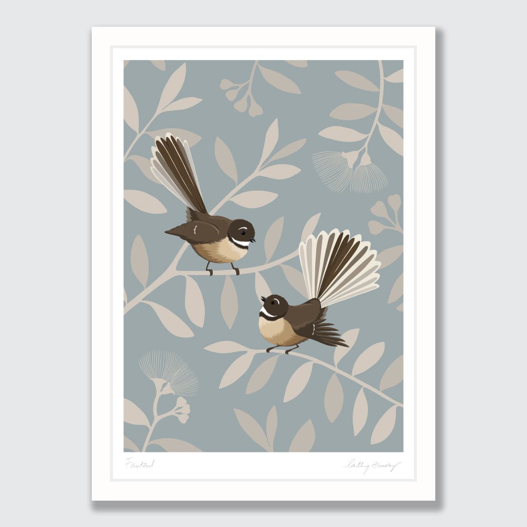 Fantail Pair - Piwakawaka Art Print by Cathy Hansby