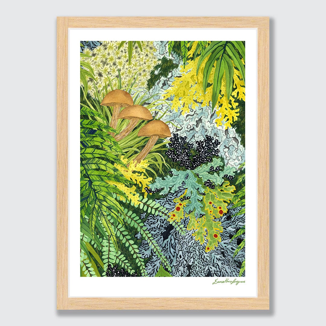 Fronds and Fungi Art Print by Emma Huia Lovegrove