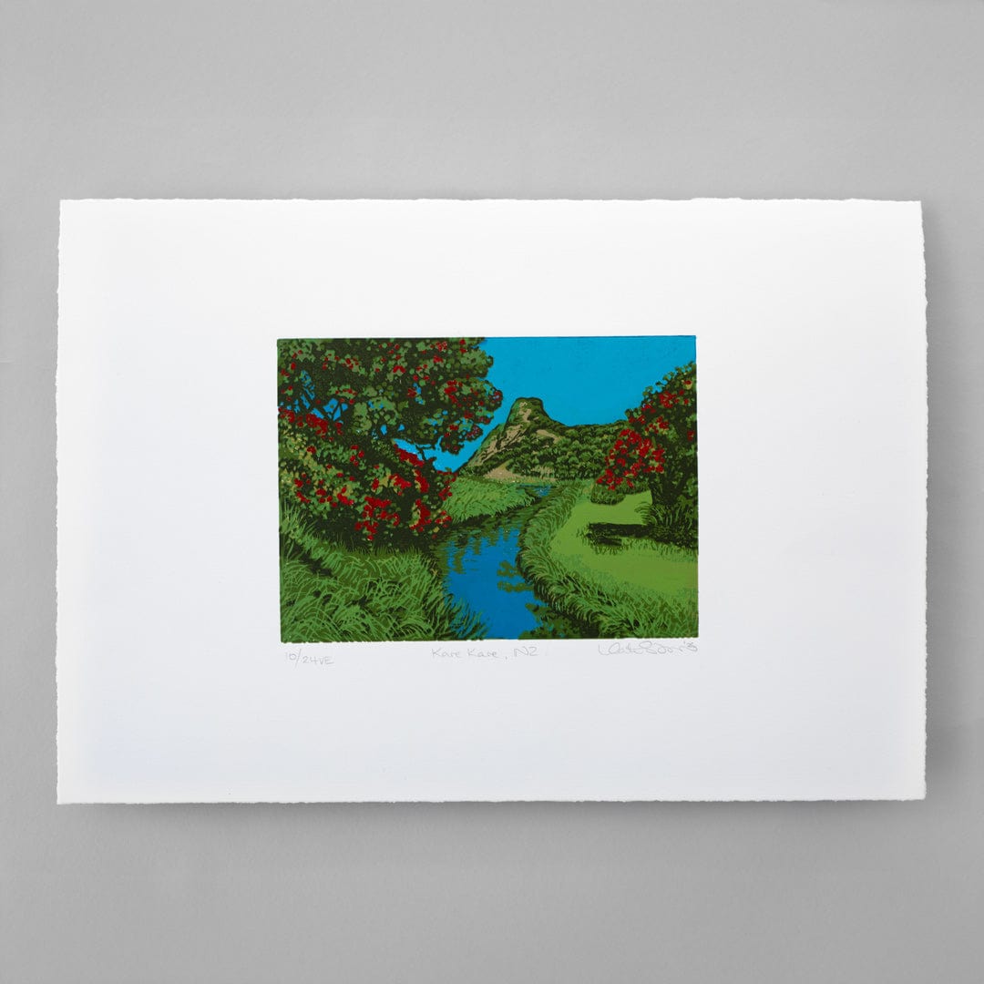 Kare Kare, NZ Linocut Reduction Print by Kate Steiner