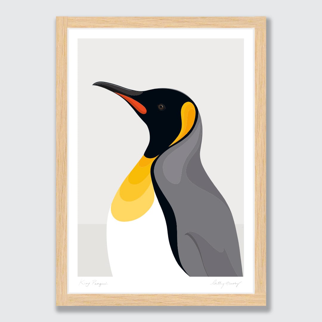 King Penguin Grey Art Print by Cathy Hansby