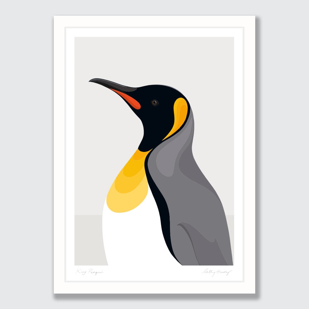 King Penguin Grey Art Print by Cathy Hansby