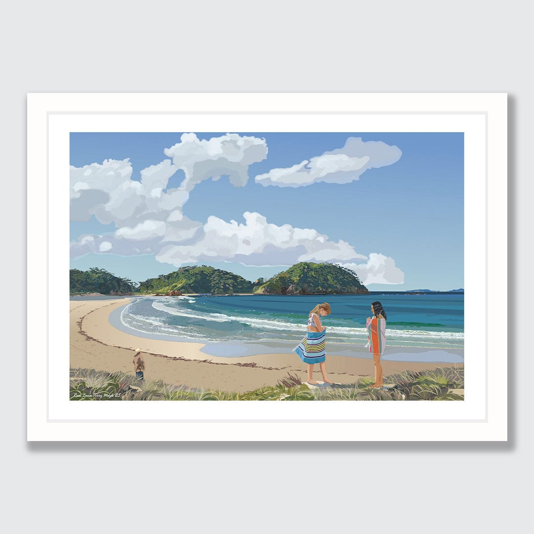 Matapouri Late Swim Art Print by Rosie Louise & Terry Moyle