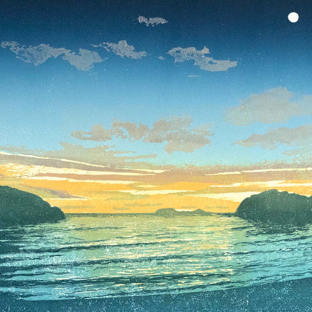 Moonset at Sunrise - Linocut Reduction Print