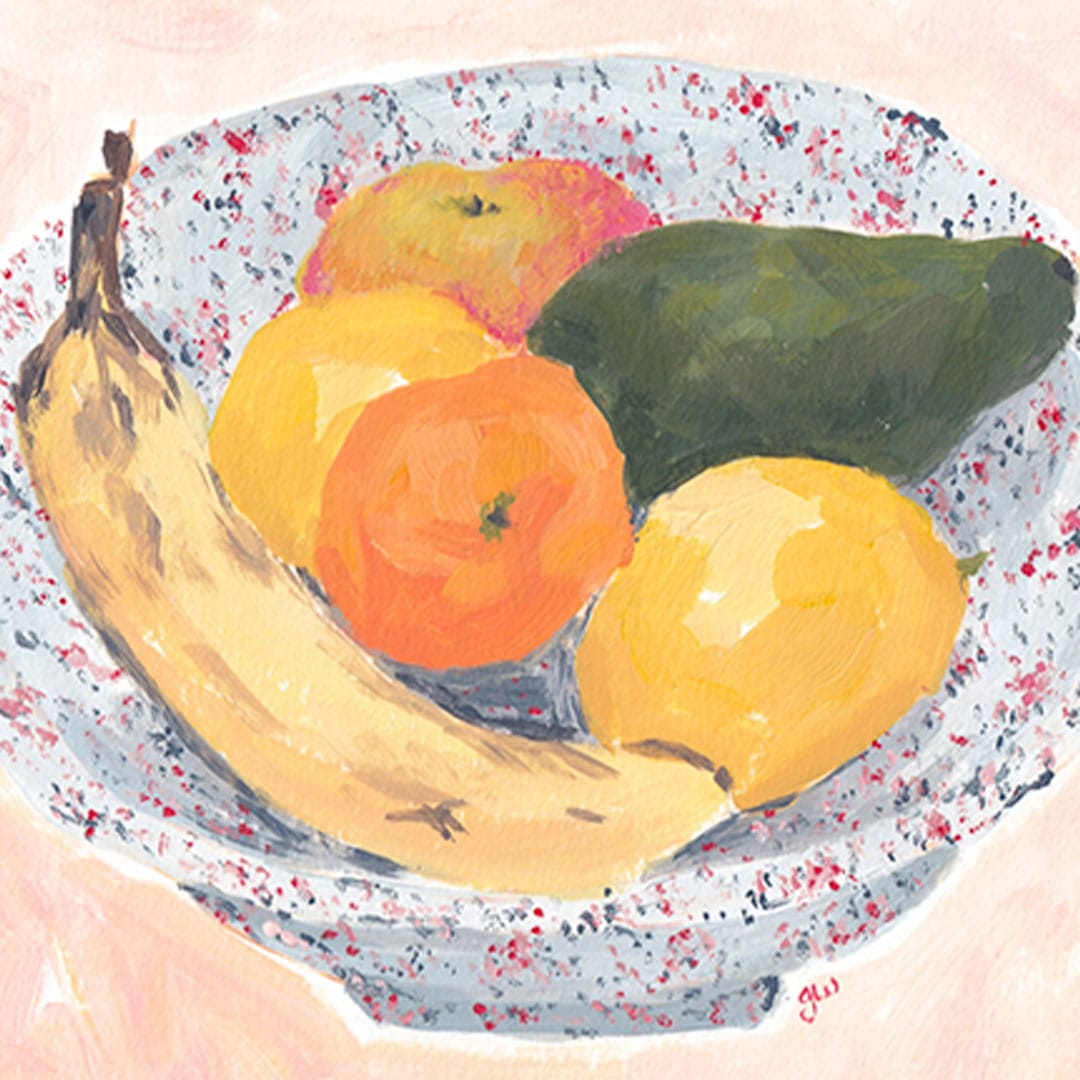 Peachy Fruit Bowl Art Print by Grace Wilkinson