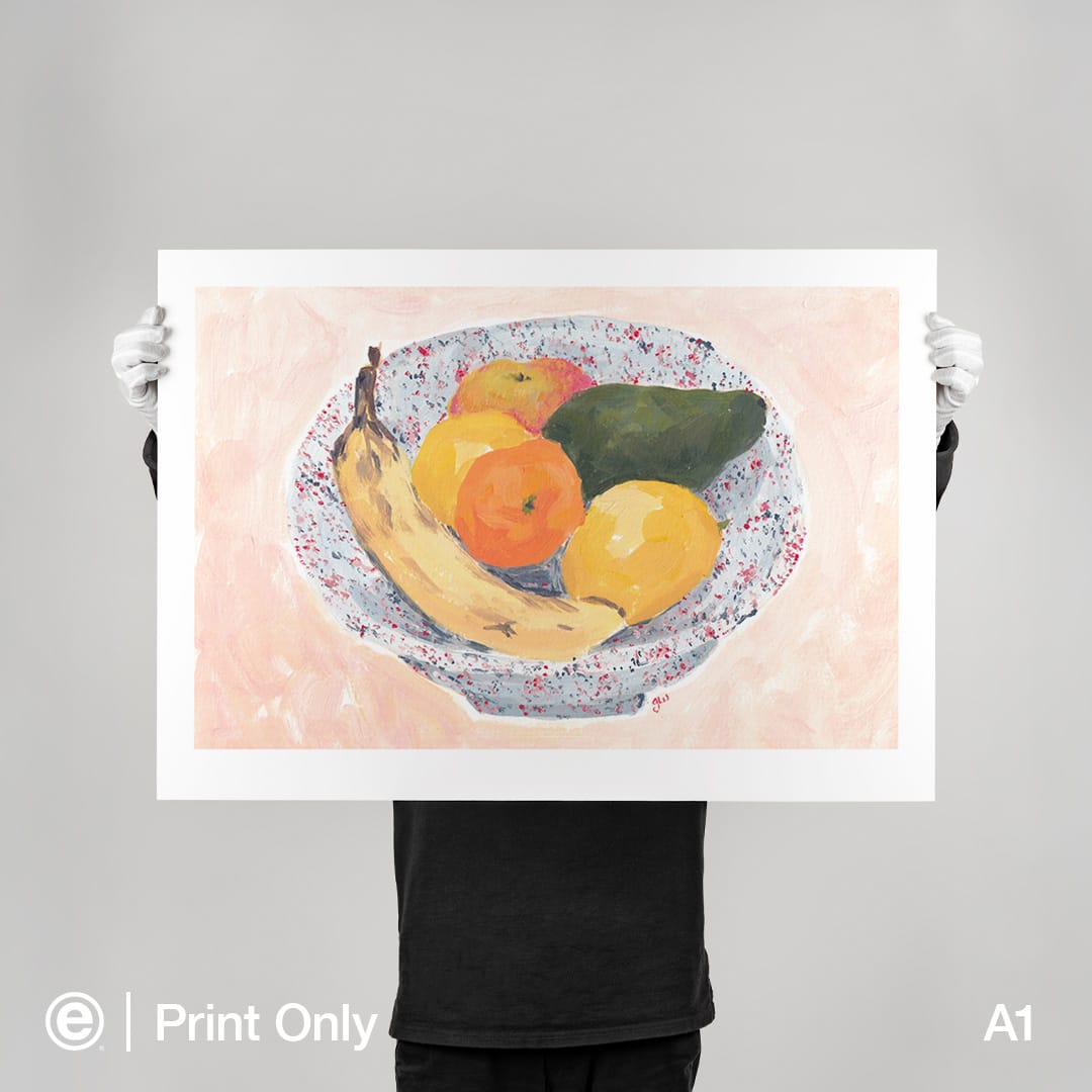 Peachy Fruit Bowl Art Print by Grace Wilkinson