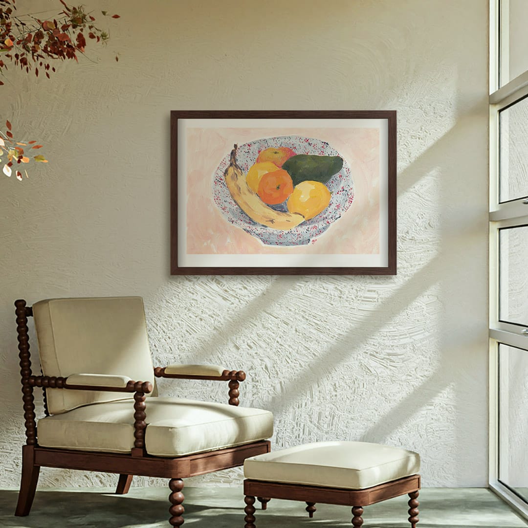 Peachy Fruit Bowl Art Print by Grace Wilkinson