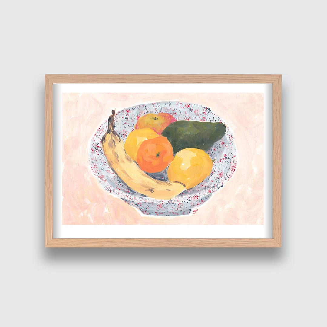 Peachy Fruit Bowl Art Print by Grace Wilkinson