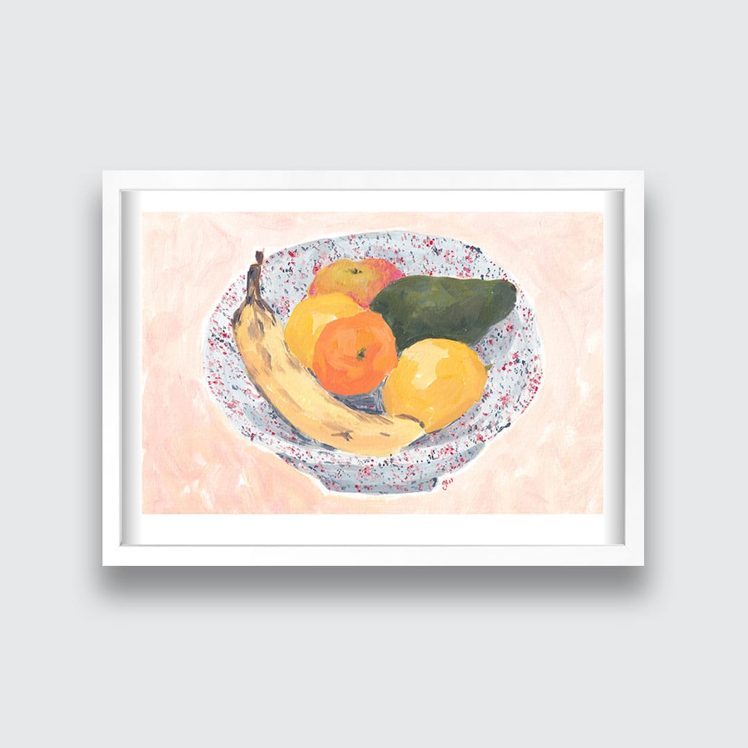 Peachy Fruit Bowl Art Print by Grace Wilkinson