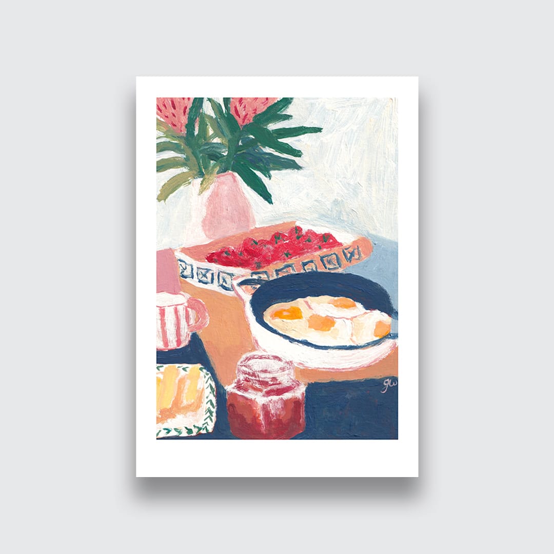 Proteas and Tomatoes Art Print by Grace Wilkinson