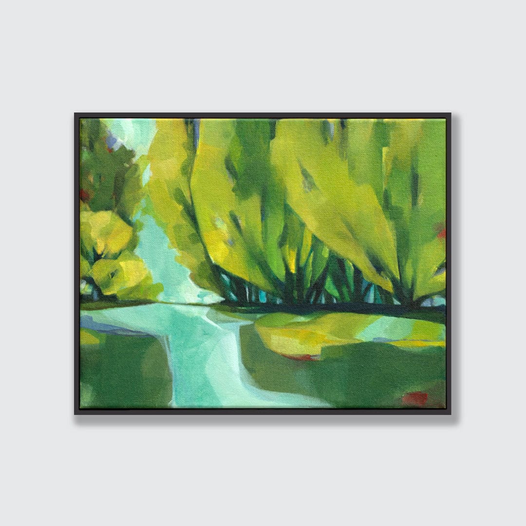 River and Trees Original Painting by Holly Roach