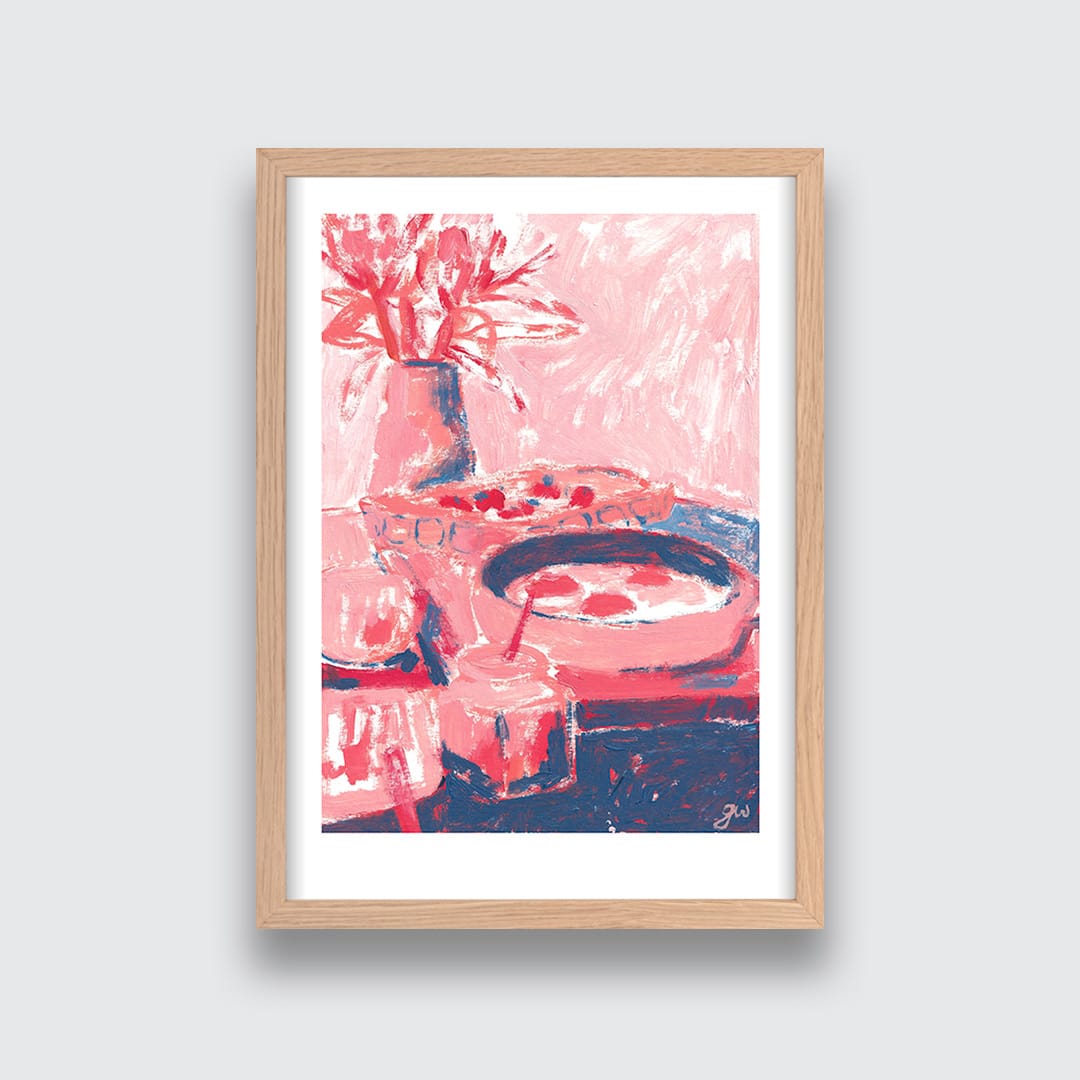 Rose Tinted Breakfast Art Print by Grace Wilkinson