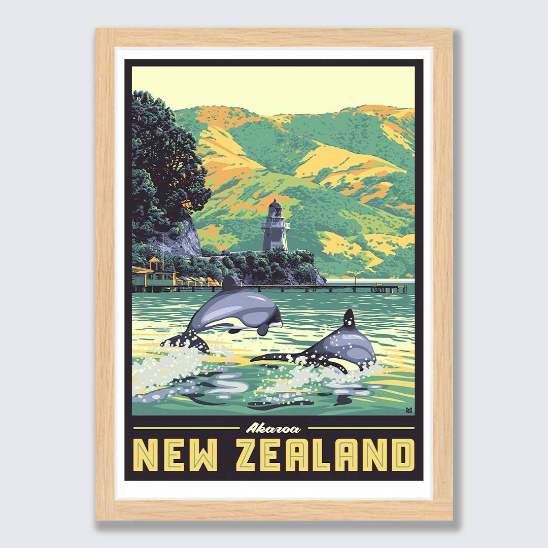Akaroa Art Print (Vintage Travel Series) by Ross Murray
