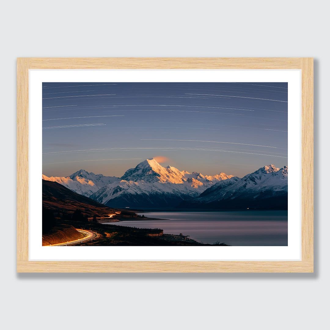 Aoraki Moonrise Star Trails Photographic Print by Mike Mackinven