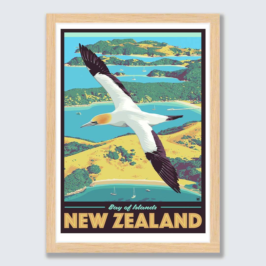 Bay of Islands Art Print (Vintage Travel Series) by Ross Murray