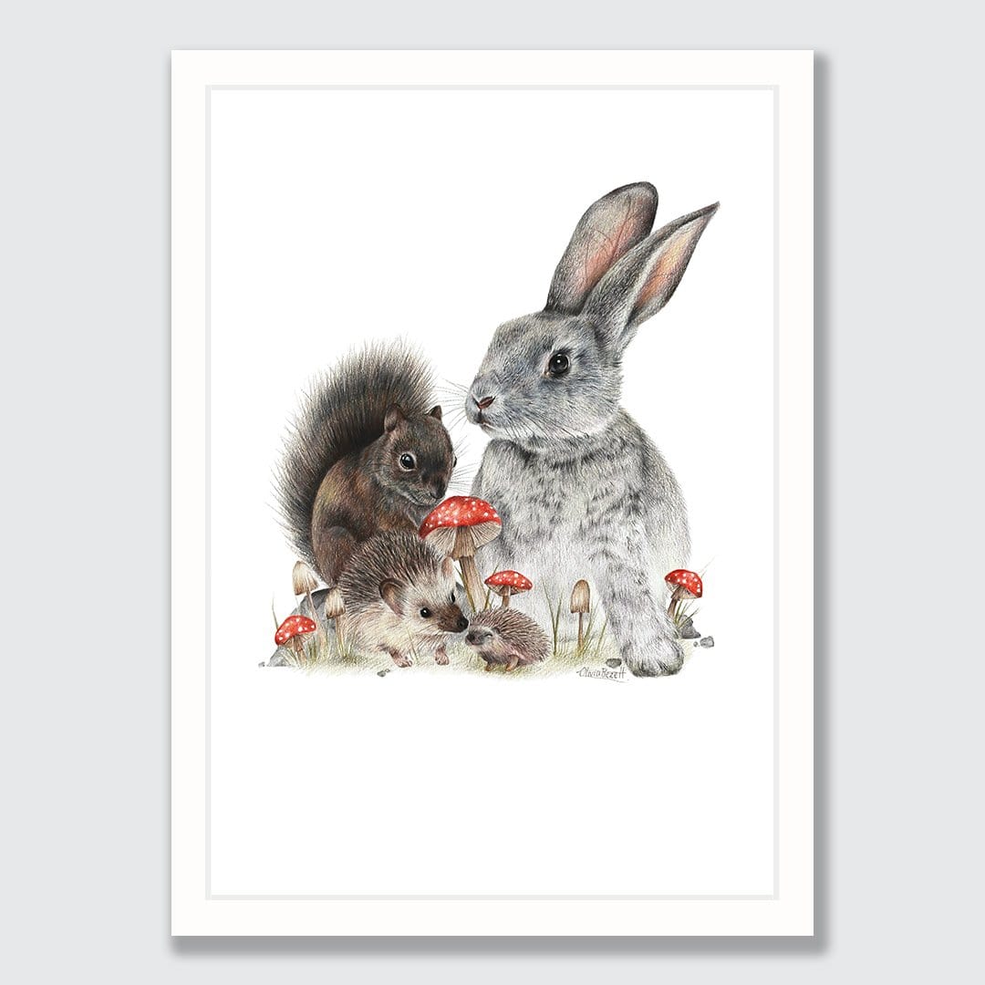 Bunny & Friends Art Print by Olivia Bezett