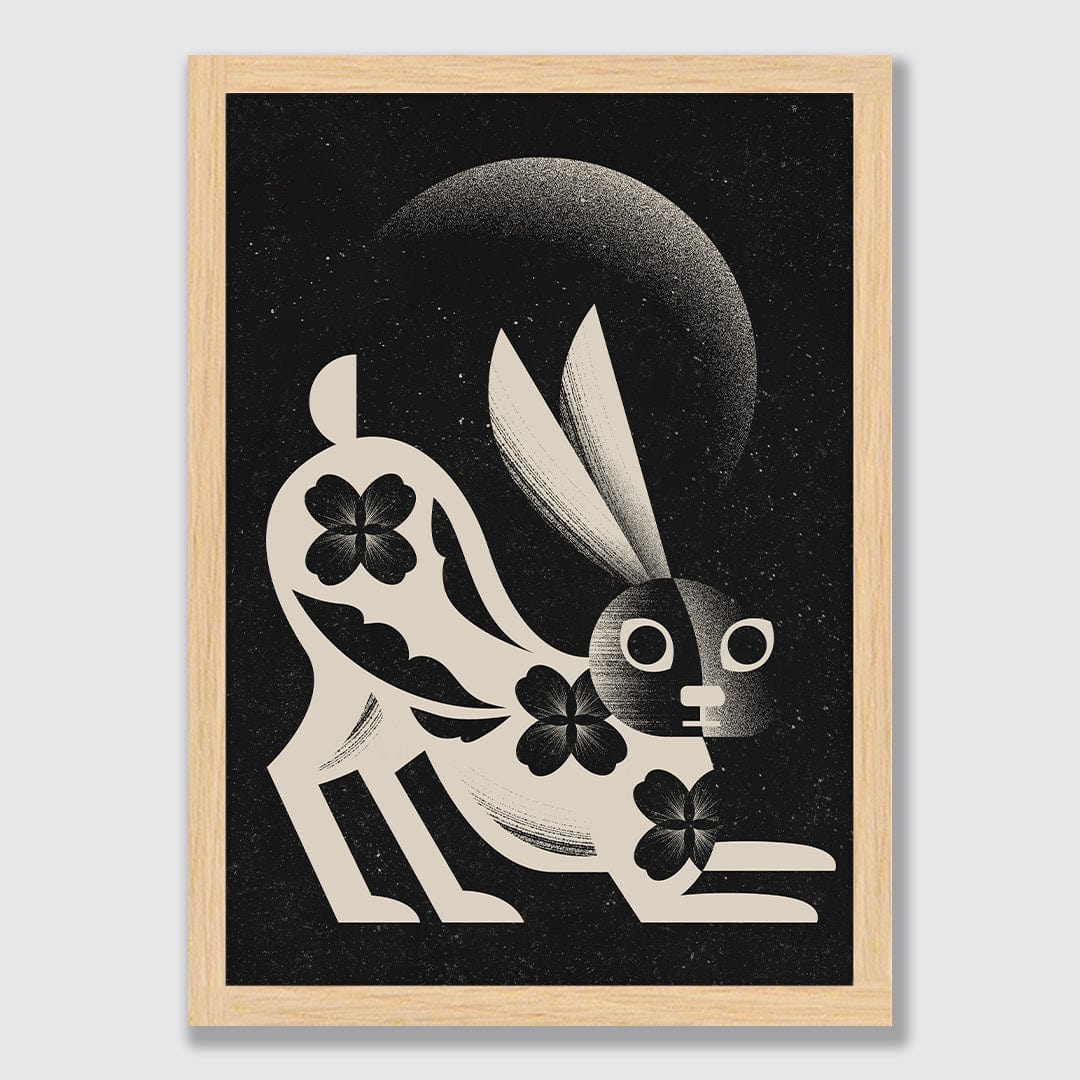 Bunny and Moon Art Print by Beth Xia