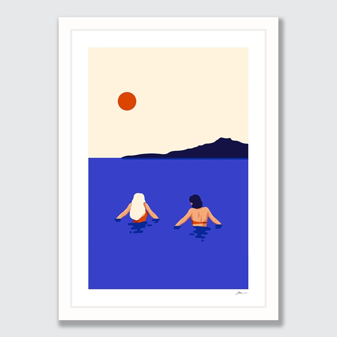 Cold Swim - Takapuna Art Print by Grace Popplewell