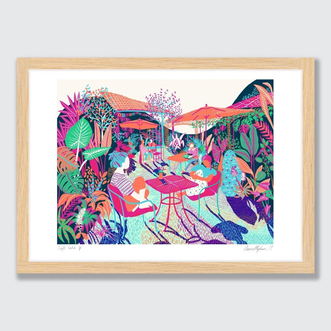 Cafe Catch Up Art Print by Harriet Popham
