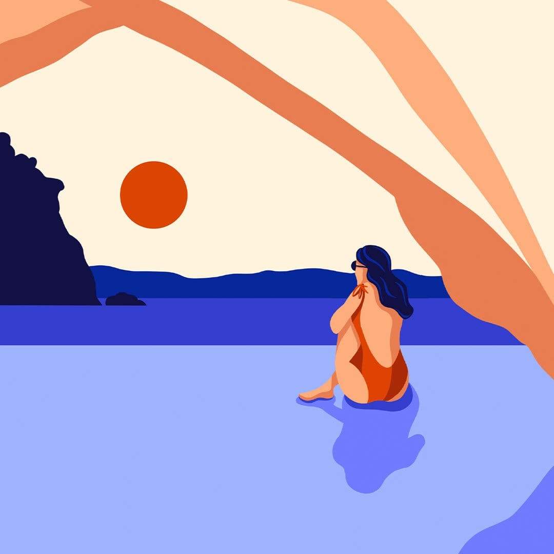 Cold Swim Cathedral Cove Art Print by Grace Popplewell