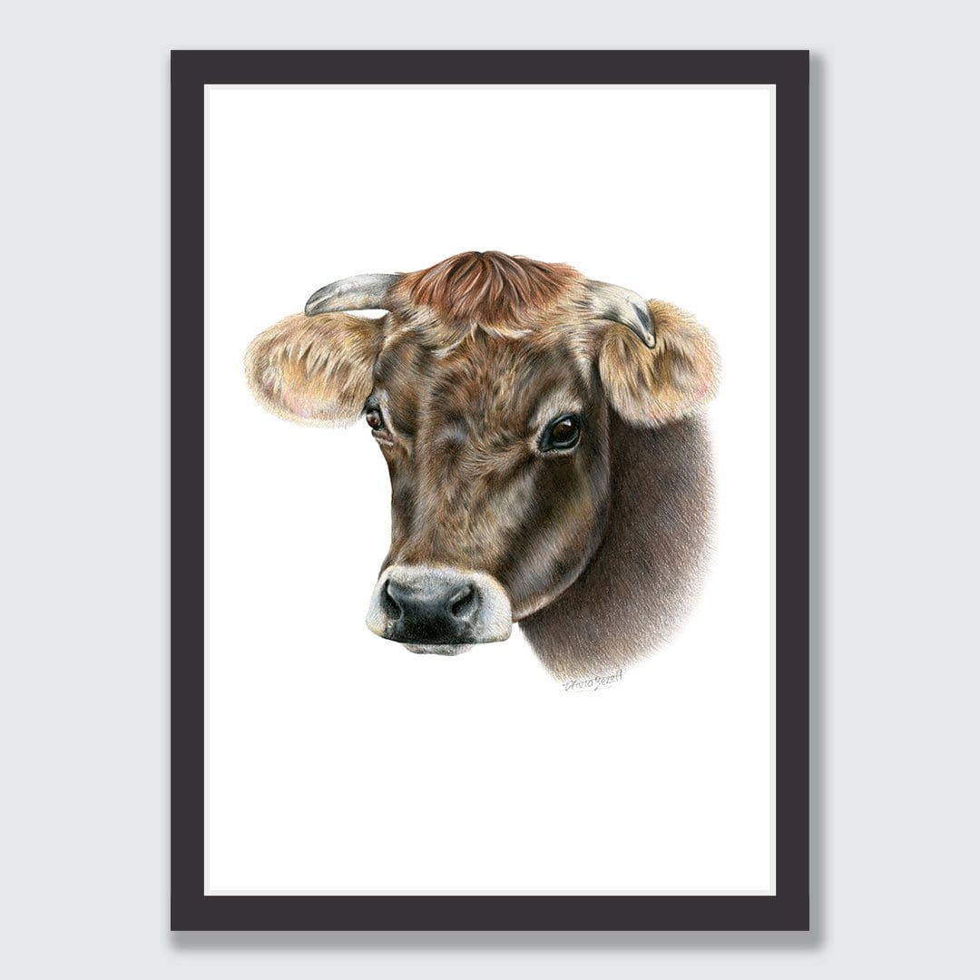 Cow Art Print by Olivia Bezett