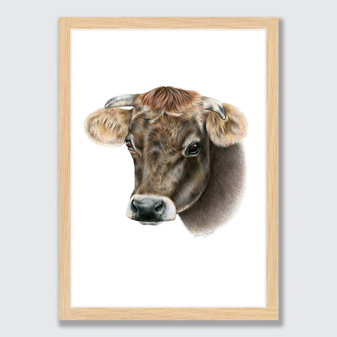 Cow Art Print by Olivia Bezett