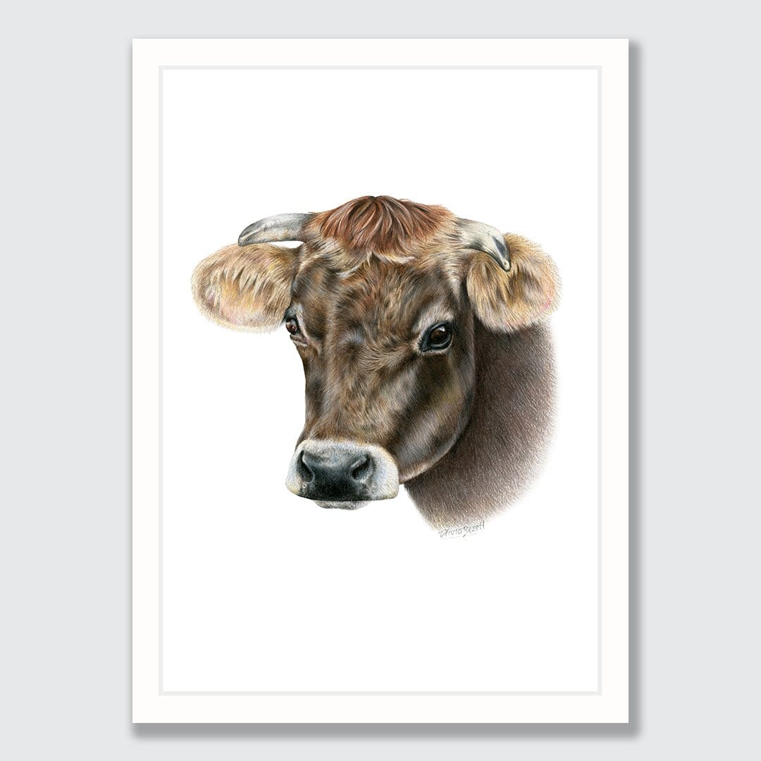 Cow Art Print by Olivia Bezett