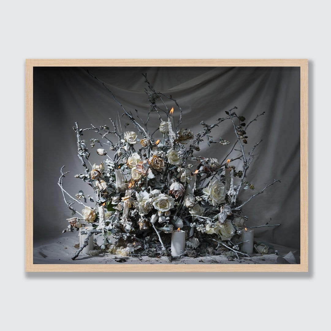 Dusted White Flowers &amp; Candles Photographic Print by Georgie Malyon