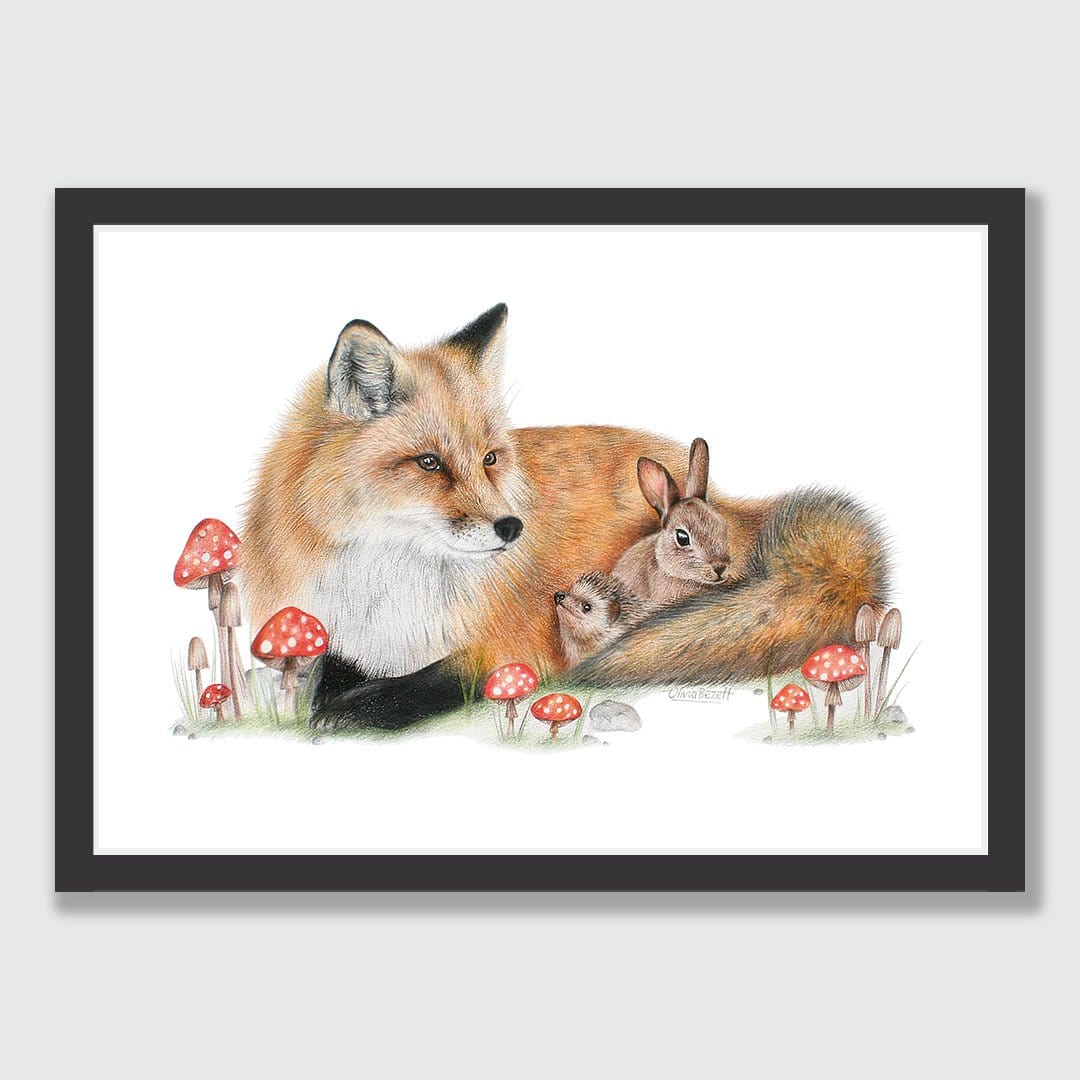 Fox & Friends Art Print by Olivia Bezett