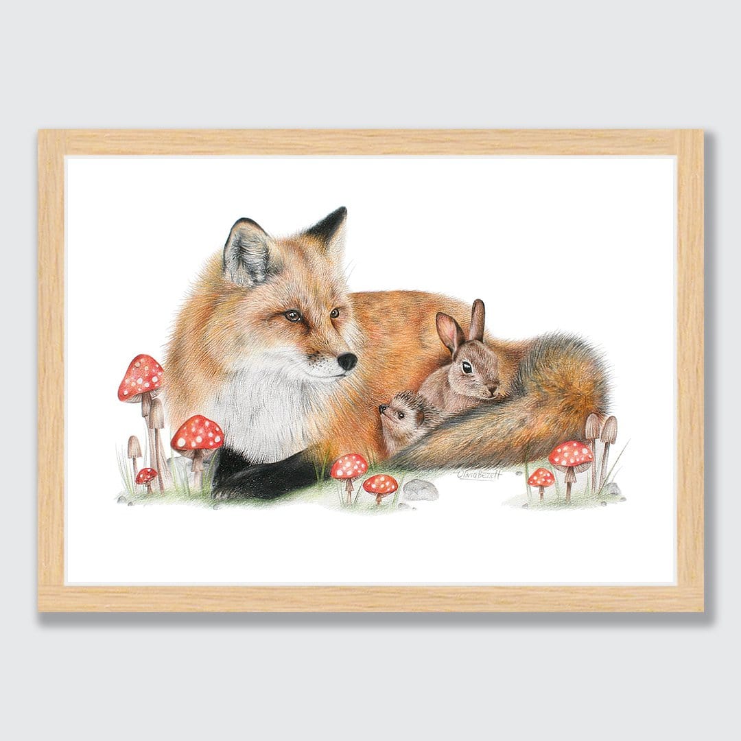 Fox & Friends Art Print by Olivia Bezett