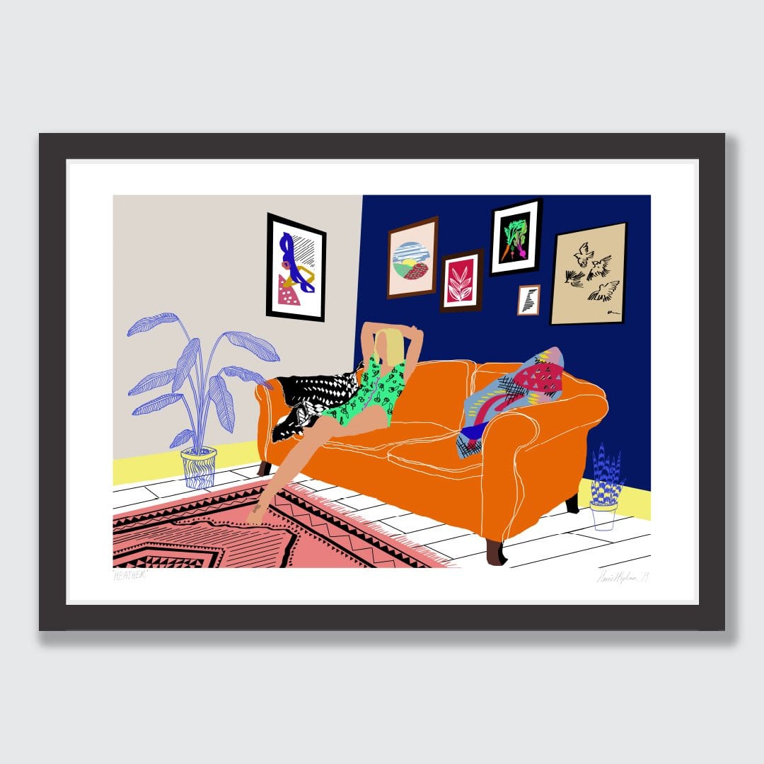 Girl on Sofa Art Print by Harriet Popham