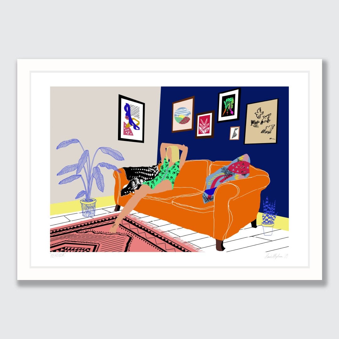 Girl on Sofa Art Print by Harriet Popham