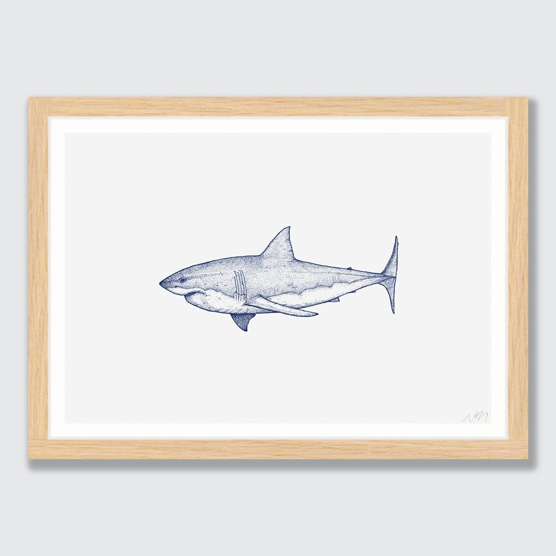 Great White Shark Landscape Art Print by Nathan Miller