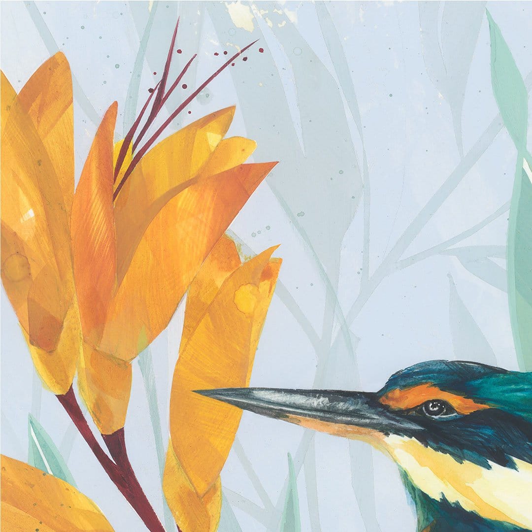 Kotare in Harakeke Art Print by Holly Roach
