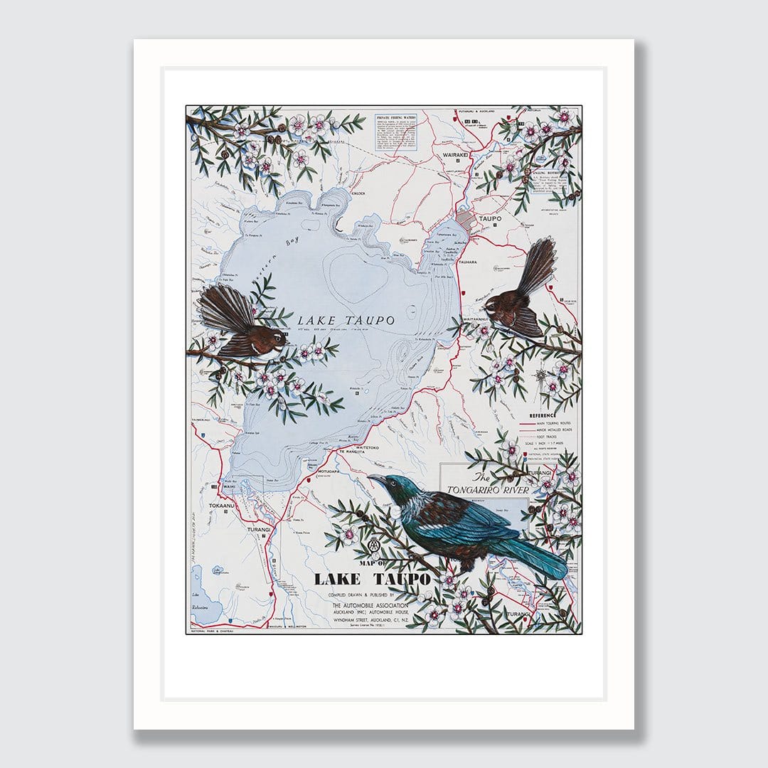 Lake Taupō Art Print by Justine Hawksworth
