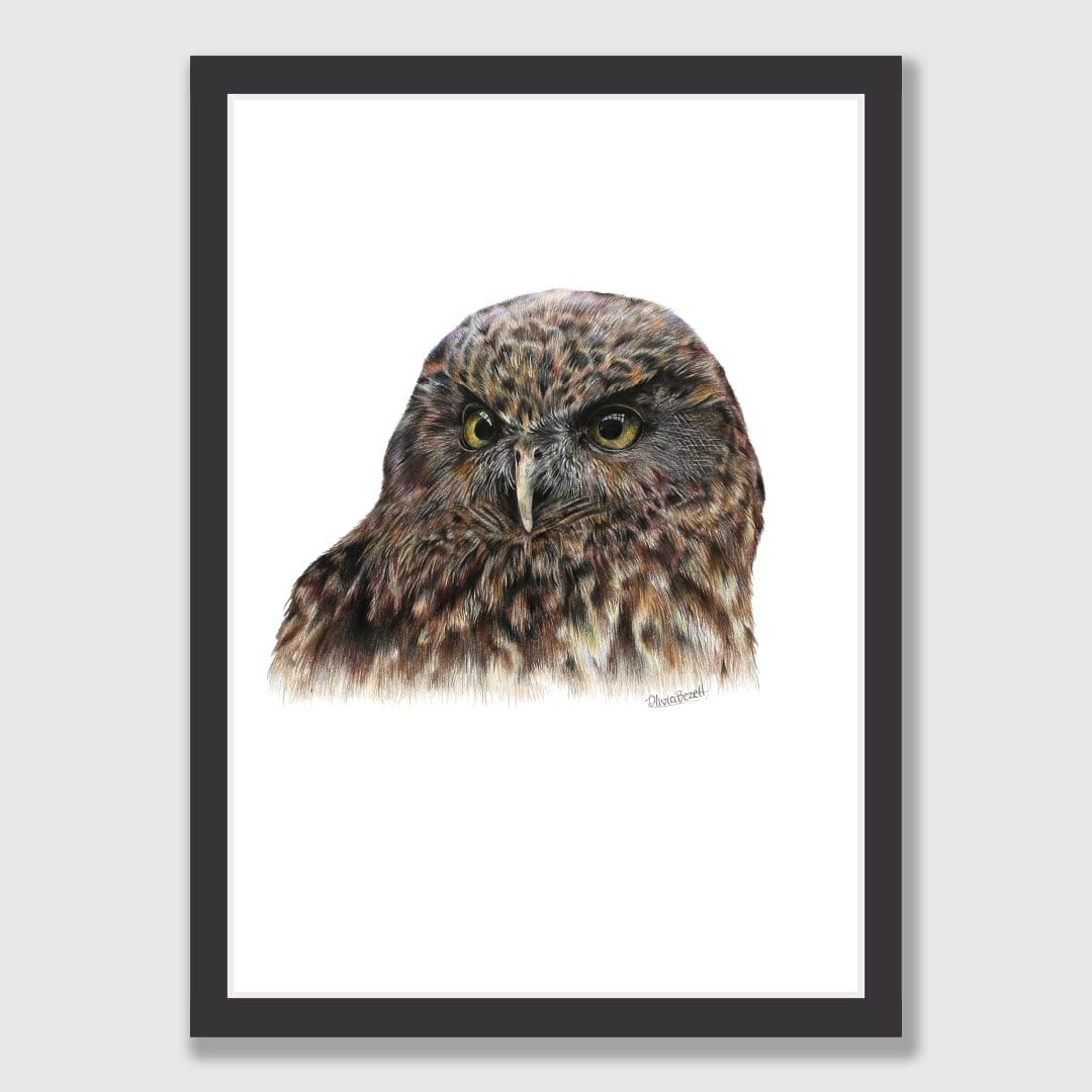 Morepork Art Print by Olivia Bezett