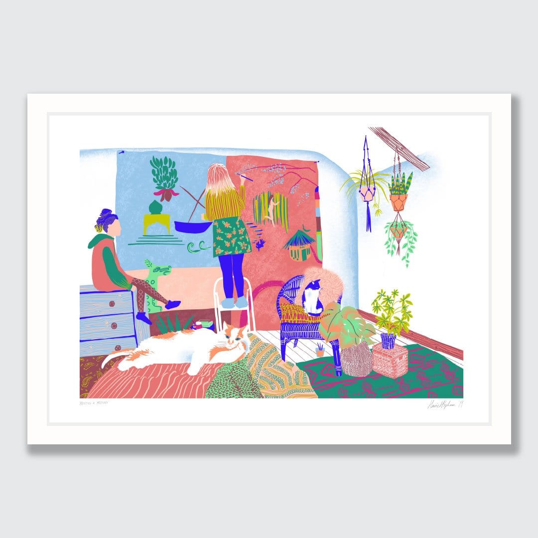 Painting and Preening Art Print by Harriet Popham
