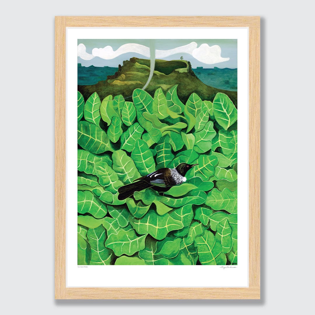 Tui in a Puka Art Print by Guy Harkness