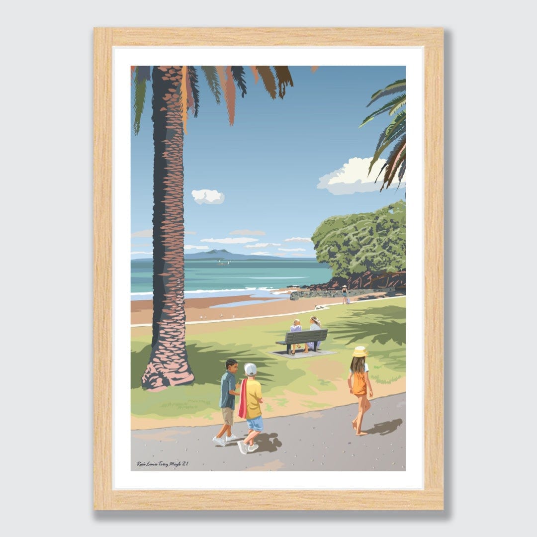 Waiake Beach Torbay Auckland Art Print by Contour Creative Studio