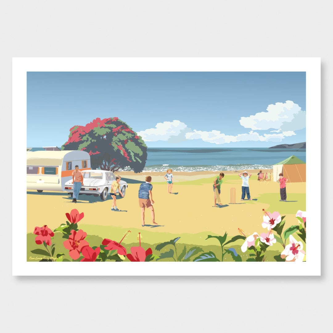 Beach Cricket Art Print by Rosie Louise & Terry Moyle