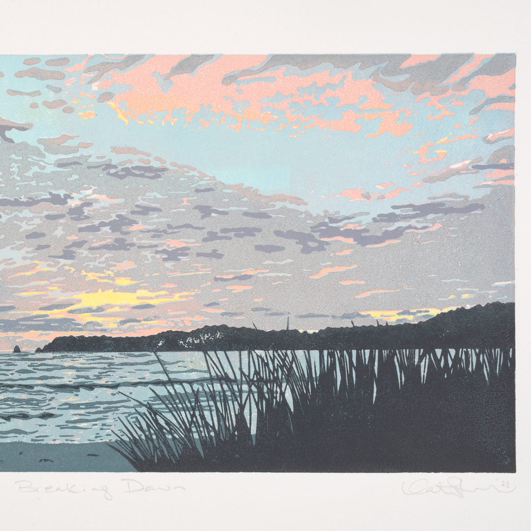 Breaking Dawn Linocut Reduction Print by Kate Steiner
