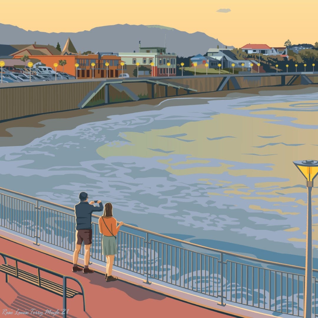 Evening at St Clair Beach Art Print by Contour Creative Studio