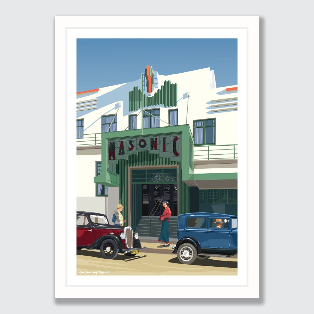 Napier Masonic Hotel Print by Rosie Louise & Terry Moyle