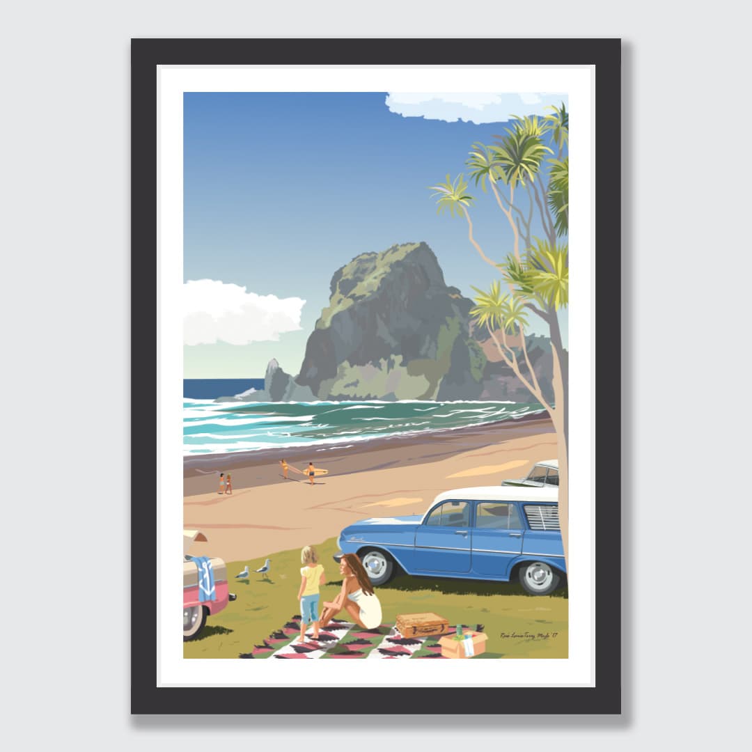 Piha Picnic Art Print by Rosie Louise & Terry Moyle