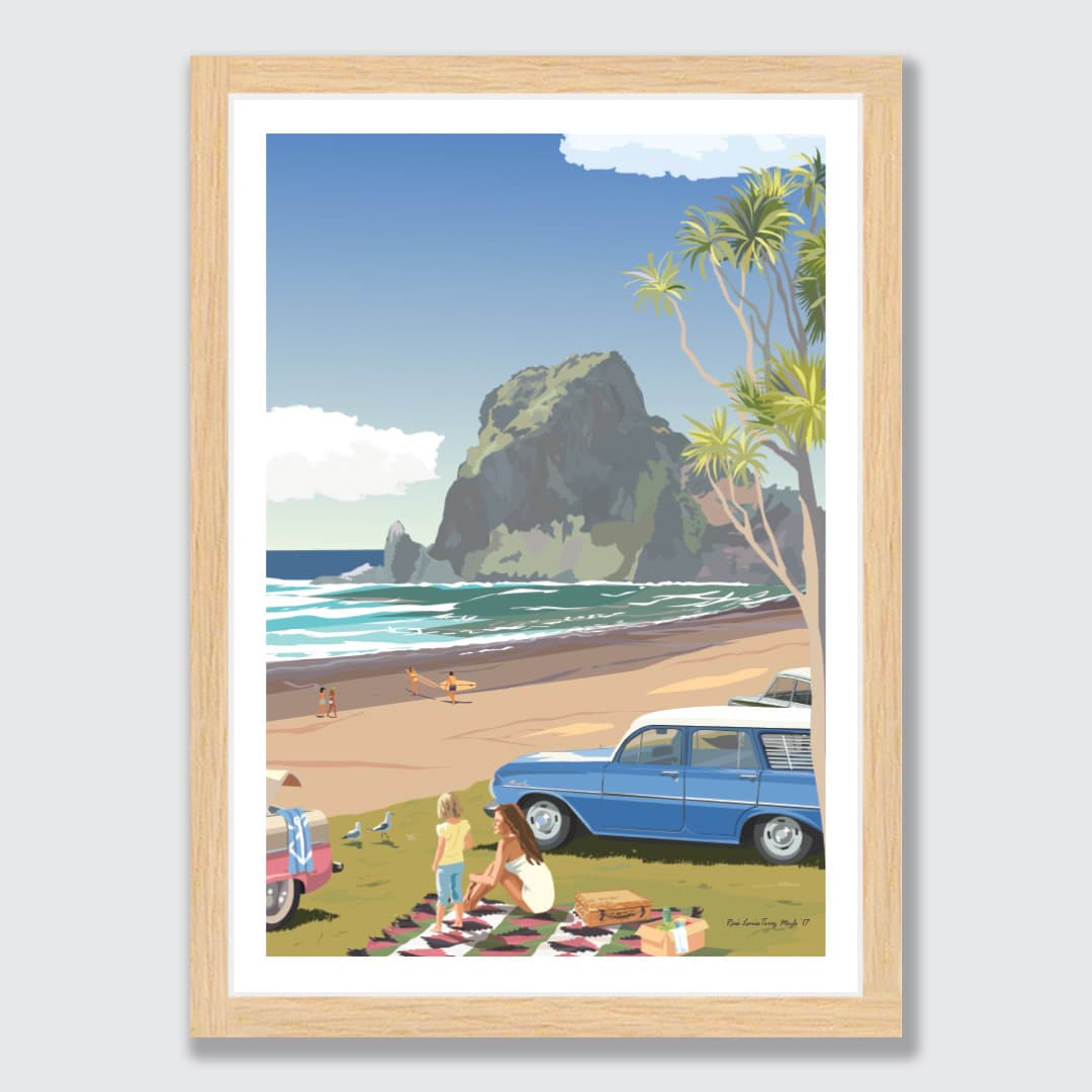 Piha Picnic Art Print by Rosie Louise & Terry Moyle